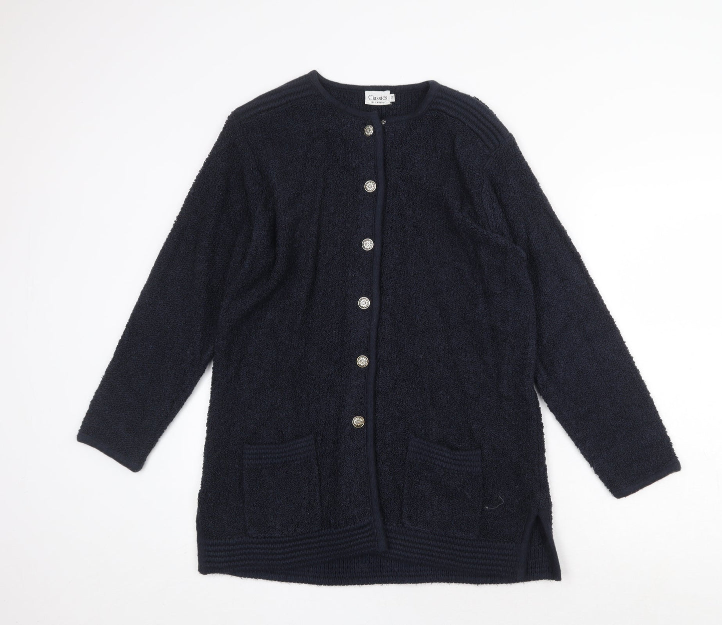 First Avenue Womens Blue Jacket Coatigan Size 14 Button