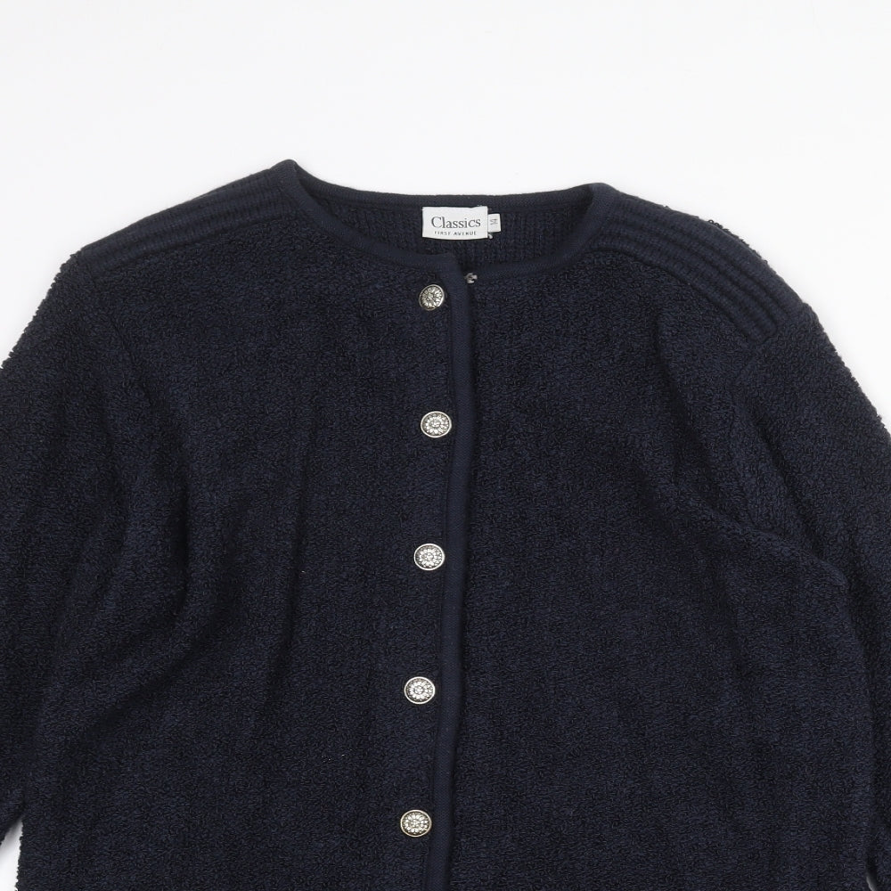 First Avenue Womens Blue Jacket Coatigan Size 14 Button