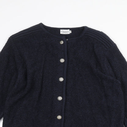 First Avenue Womens Blue Jacket Coatigan Size 14 Button