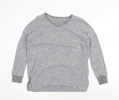 Peacocks Womens Grey V-Neck Polyester Pullover Jumper Size 10