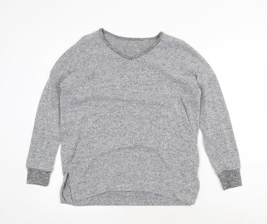 Peacocks Womens Grey V-Neck Polyester Pullover Jumper Size 10