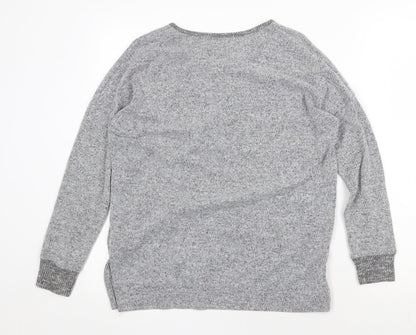 Peacocks Womens Grey V-Neck Polyester Pullover Jumper Size 10