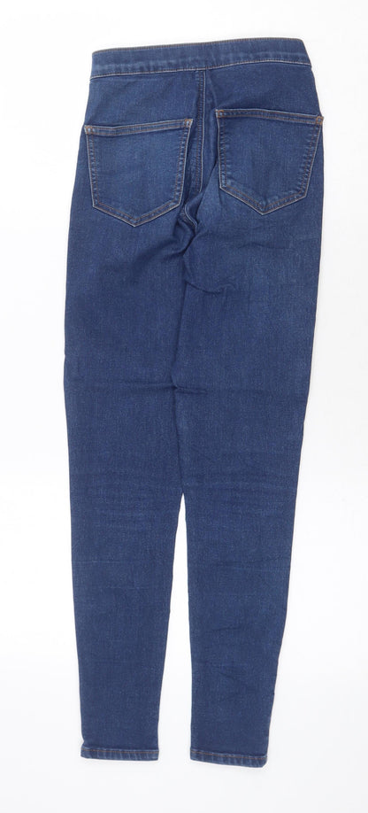 Topshop Womens Blue Cotton Skinny Jeans Size 26 in Regular Zip