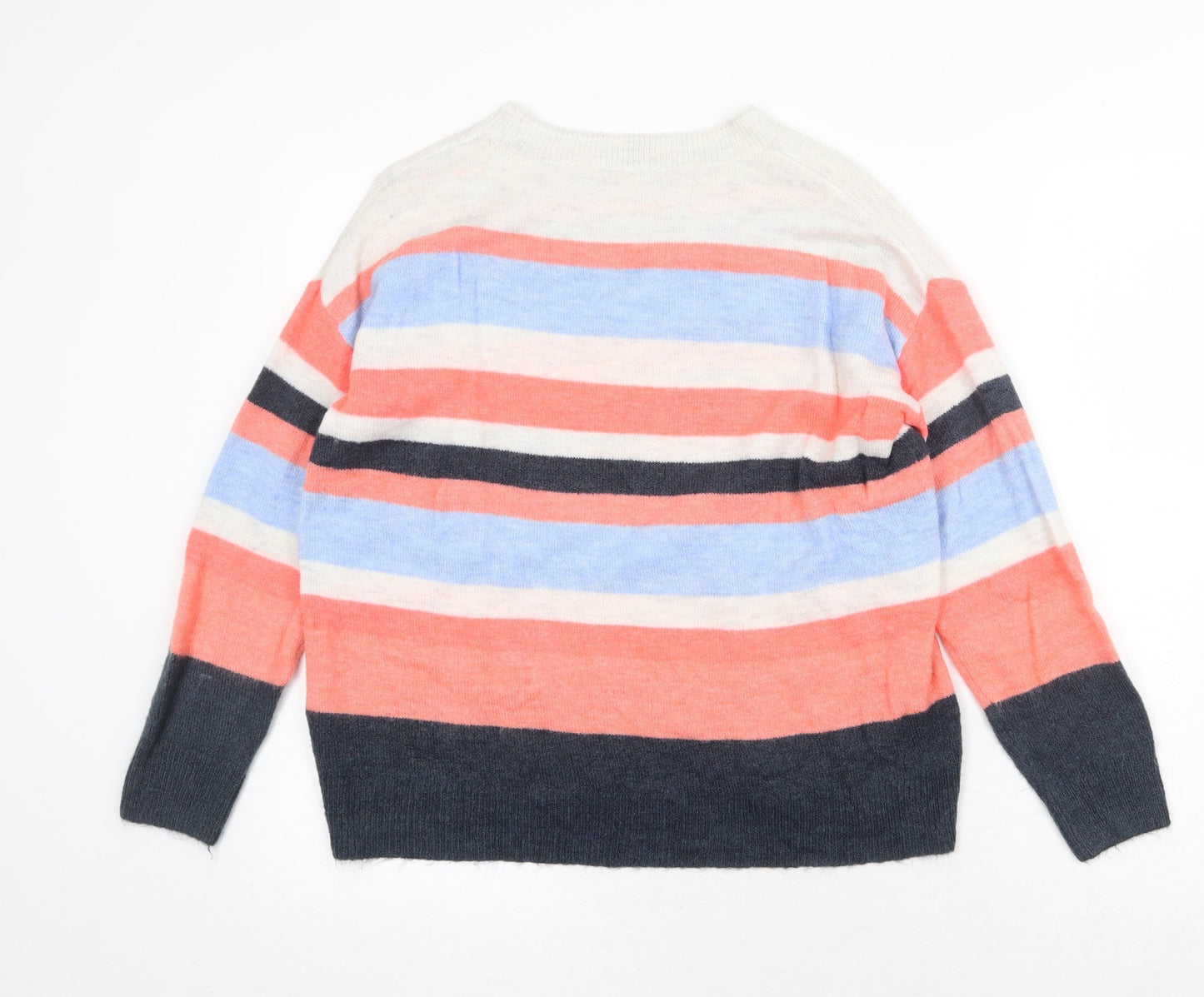 TU Womens Multicoloured Round Neck Striped Acrylic Pullover Jumper Size 12