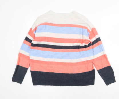 TU Womens Multicoloured Round Neck Striped Acrylic Pullover Jumper Size 12