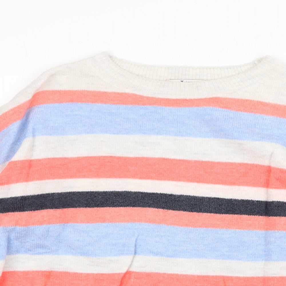 TU Womens Multicoloured Round Neck Striped Acrylic Pullover Jumper Size 12