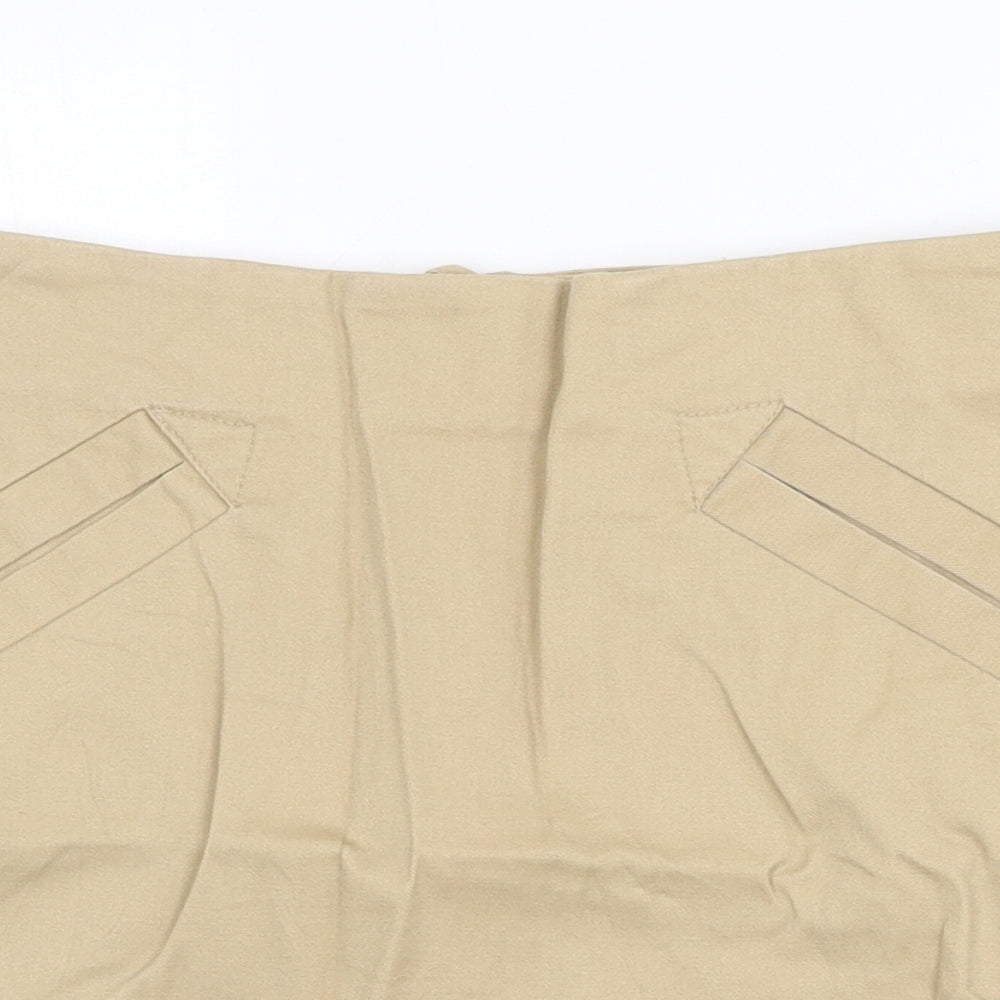 H&M Womens Beige Cotton A-Line Skirt Size 6 Zip