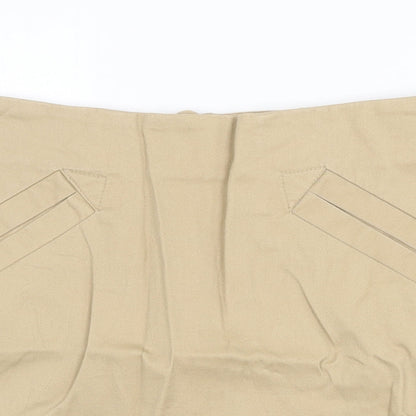 H&M Womens Beige Cotton A-Line Skirt Size 6 Zip