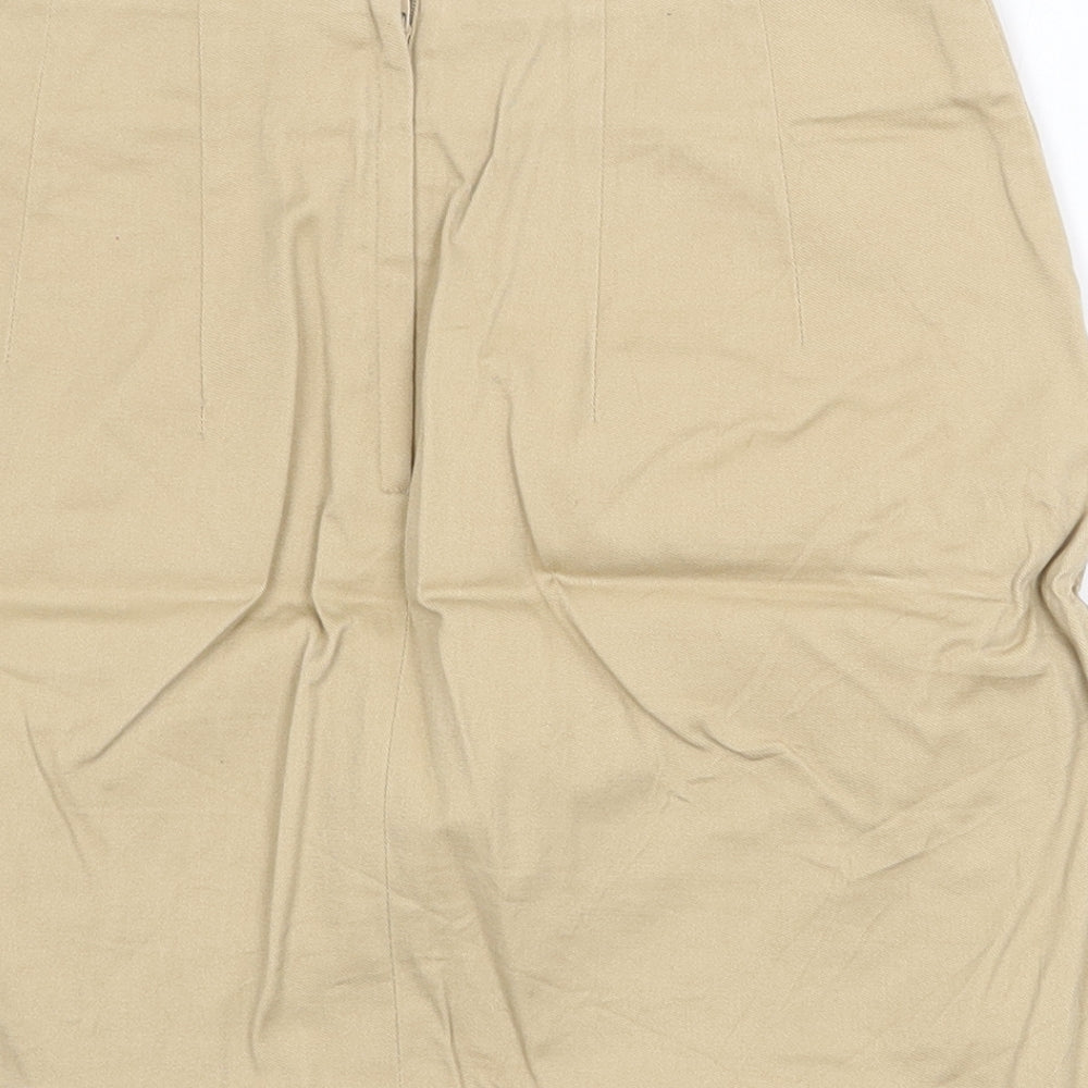 H&M Womens Beige Cotton A-Line Skirt Size 6 Zip