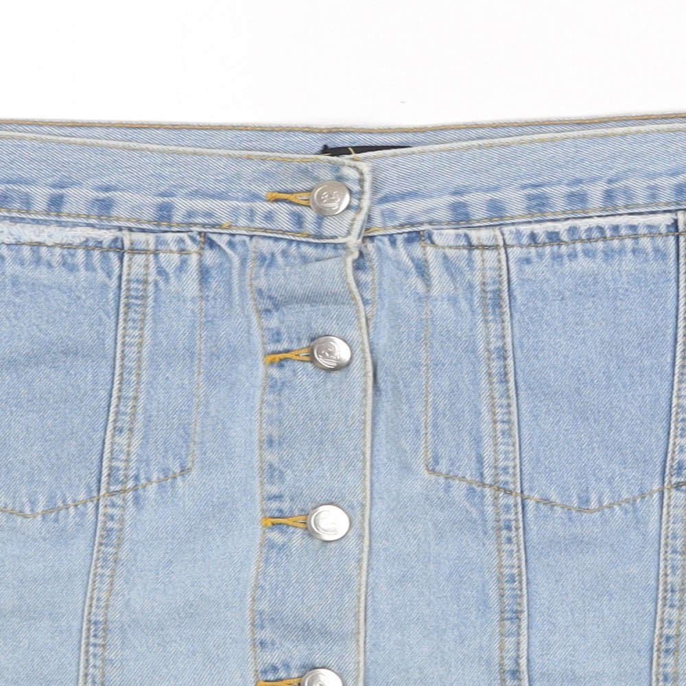 Cheap Monday Womens Blue Cotton Mini Skirt Size S Button