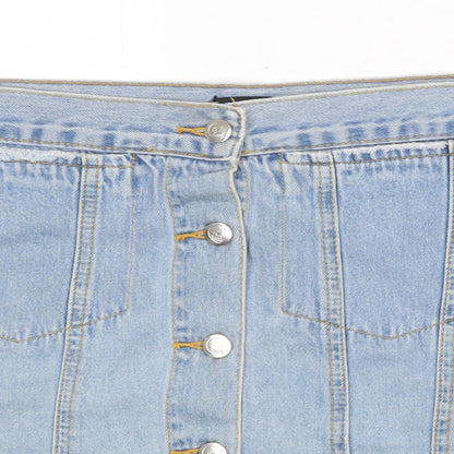Cheap Monday Womens Blue Cotton Mini Skirt Size S Button