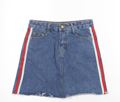 Womens UK Size XS Preworn A-Line Denim Skirt
