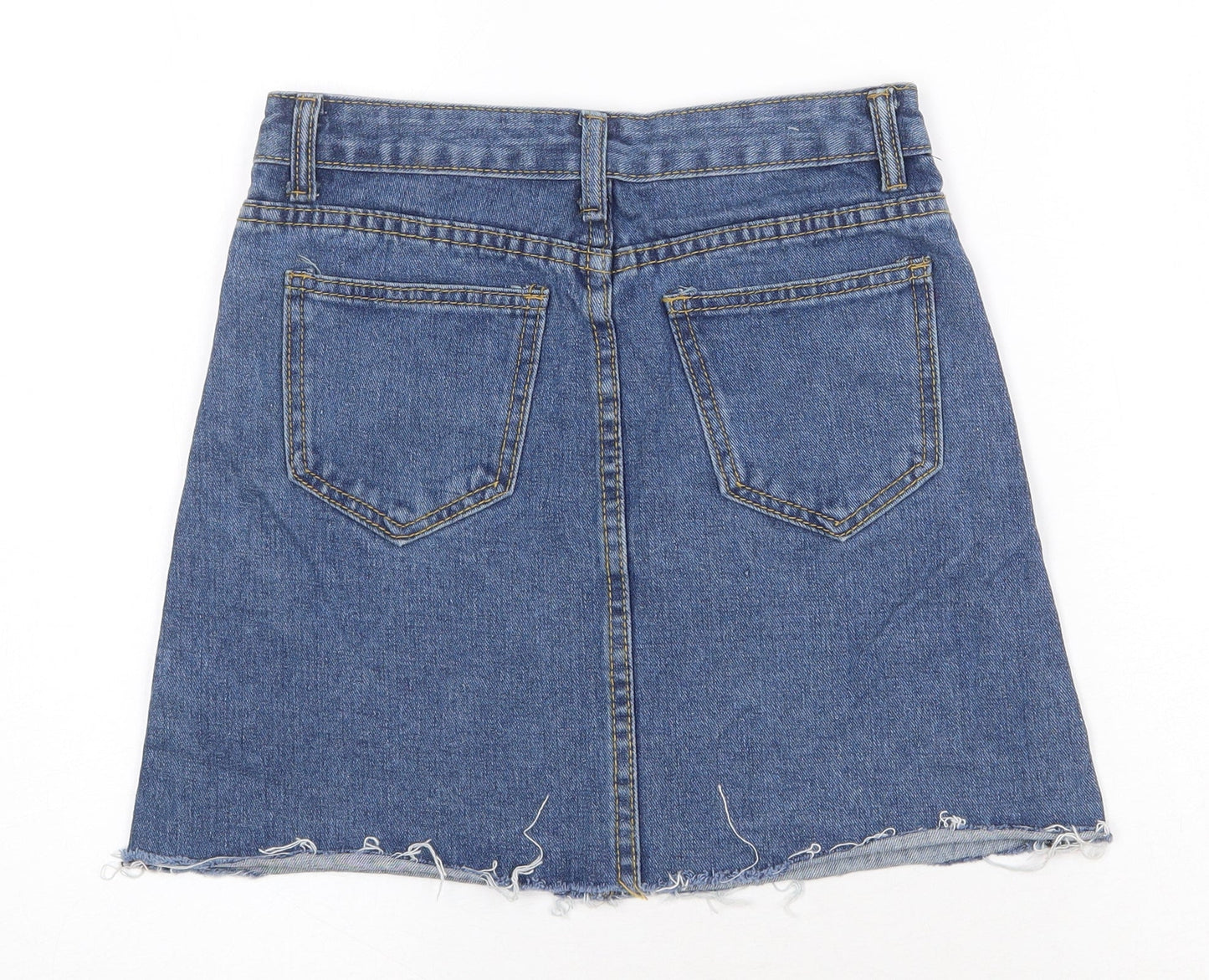 Womens UK Size XS Preworn A-Line Denim Skirt