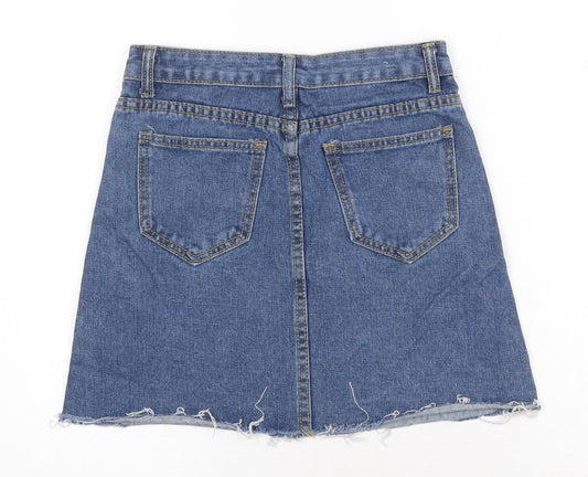 Womens UK Size XS Preworn A-Line Denim Skirt