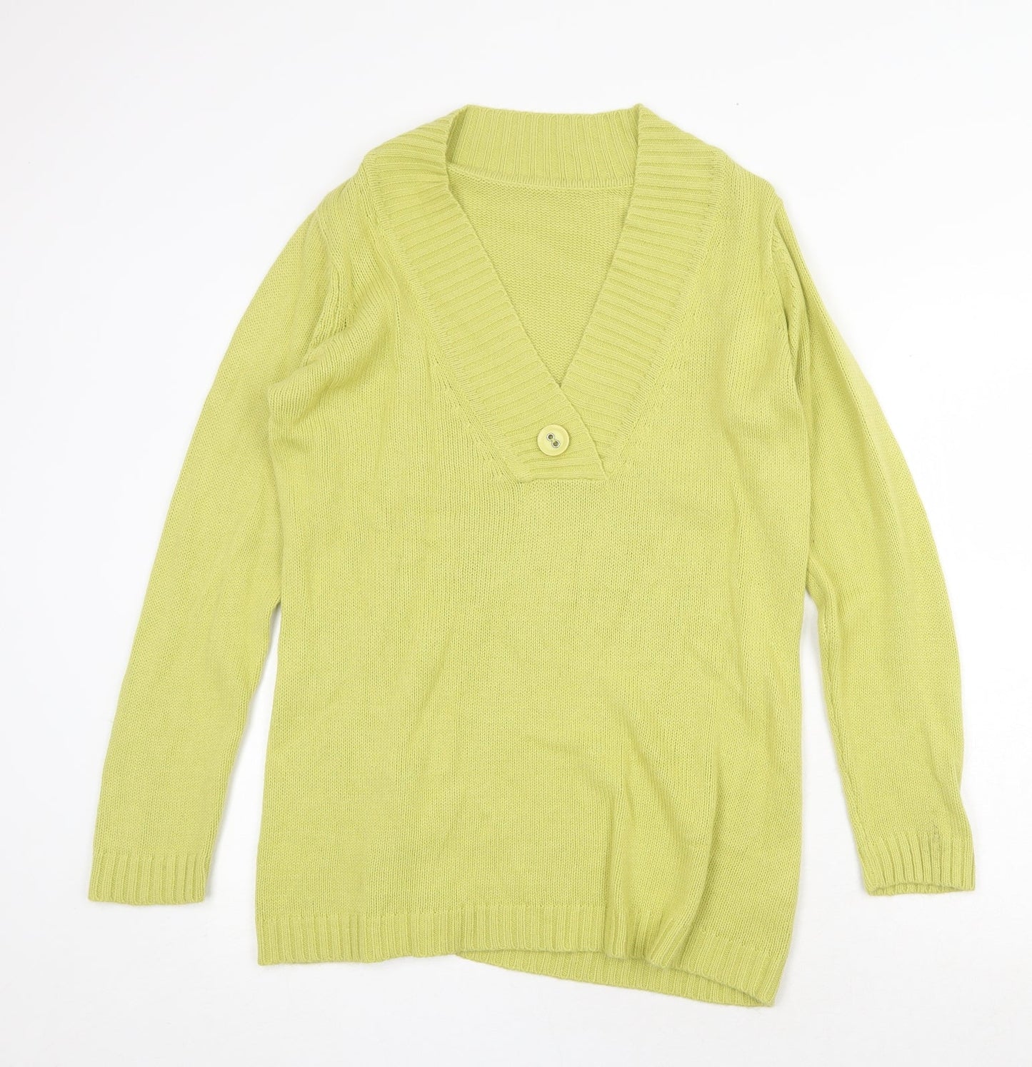 Womens UK Size 14 Note Green Pullover Jumper