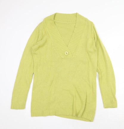 Womens UK Size 14 Note Green Pullover Jumper