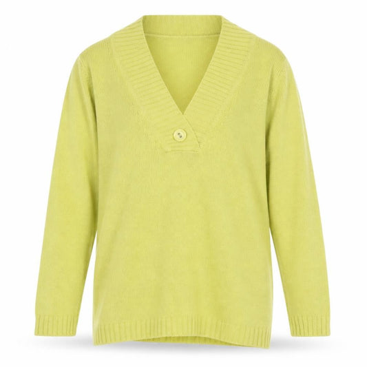 Womens UK Size 14 Note Green Pullover Jumper