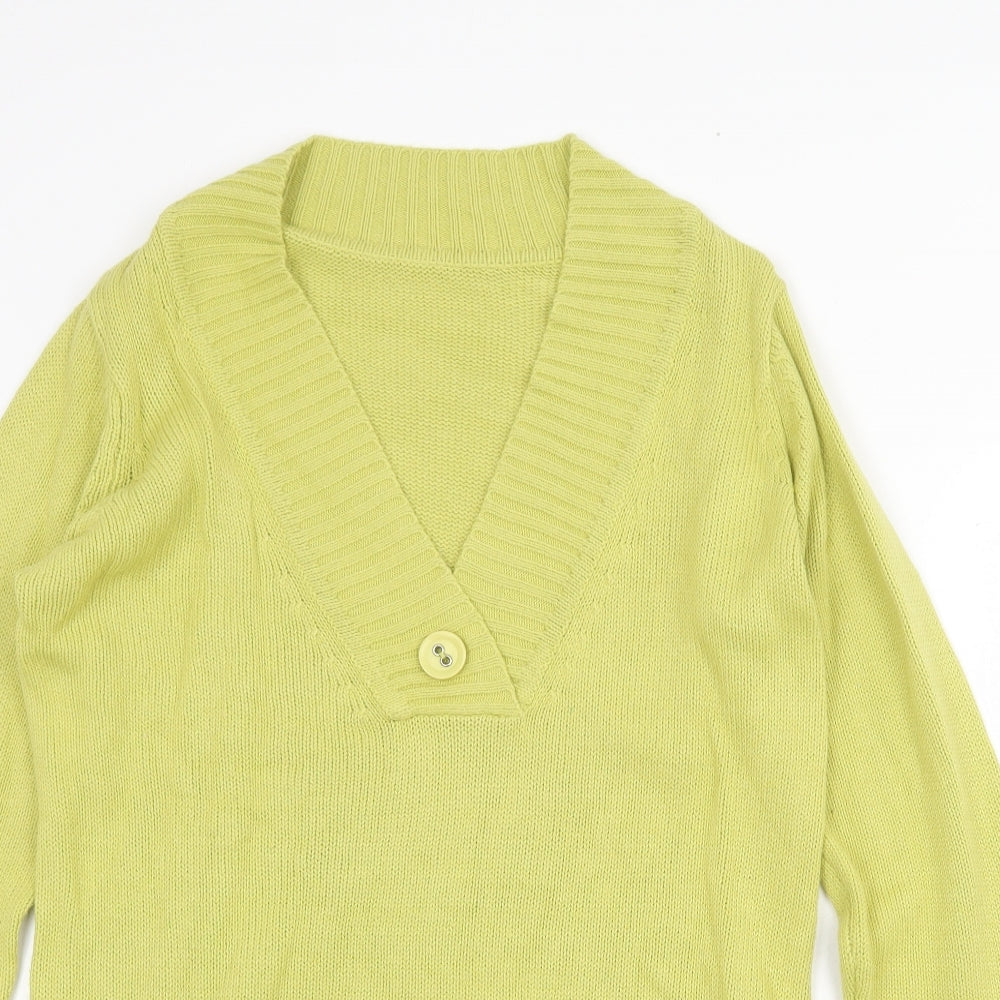 Womens UK Size 14 Note Green Pullover Jumper