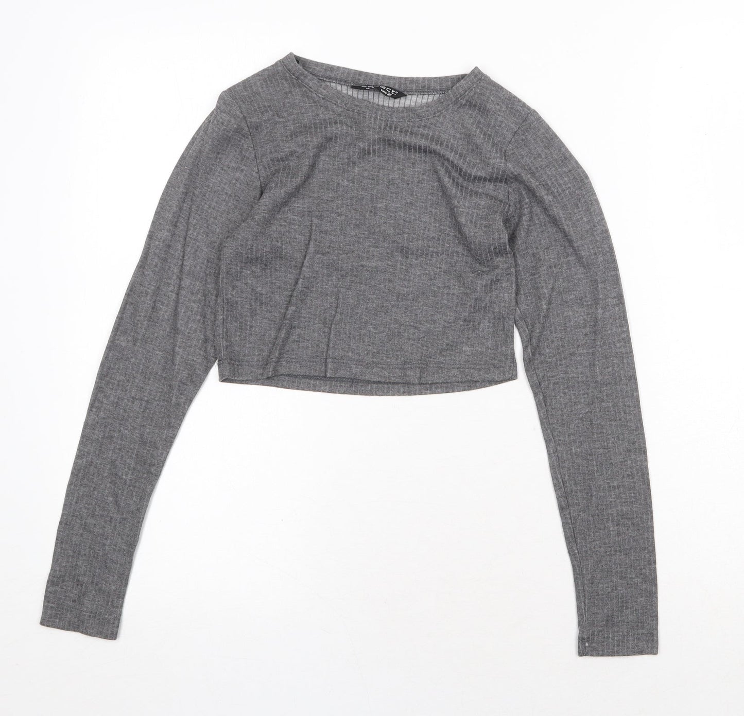 Womens UK Size 8 Select Grey Cropped T-Shirt
