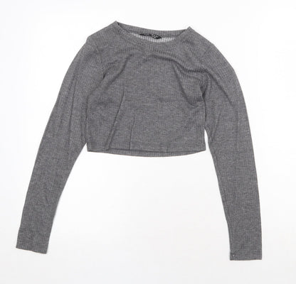 Womens UK Size 8 Select Grey Cropped T-Shirt
