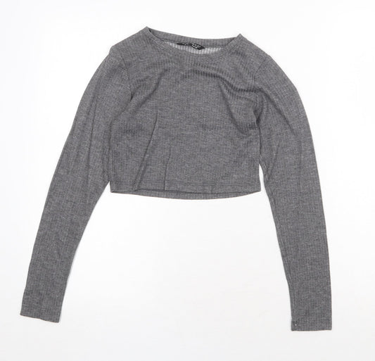 Womens UK Size 8 Select Grey Cropped T-Shirt