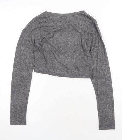 Womens UK Size 8 Select Grey Cropped T-Shirt