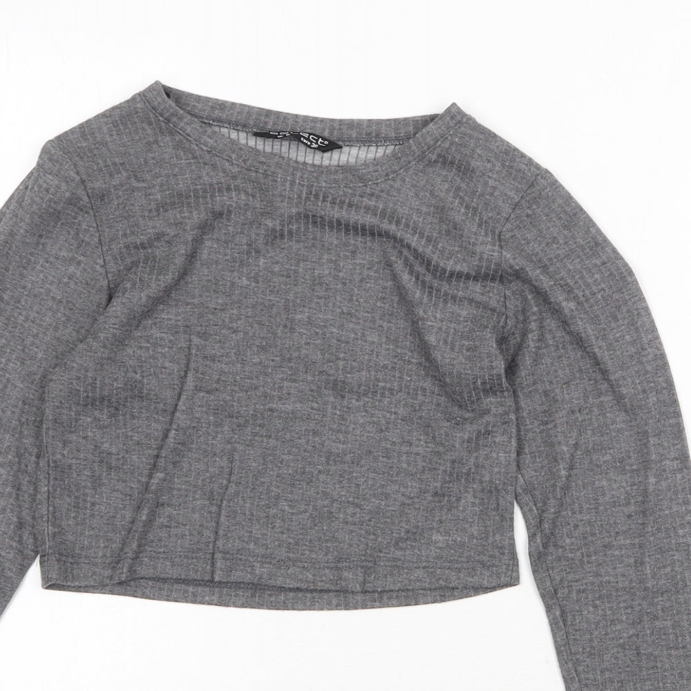 Womens UK Size 8 Select Grey Cropped T-Shirt