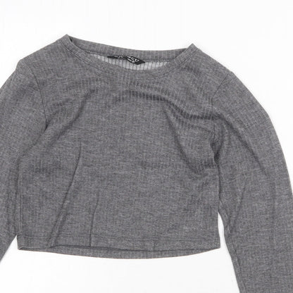 Womens UK Size 8 Select Grey Cropped T-Shirt