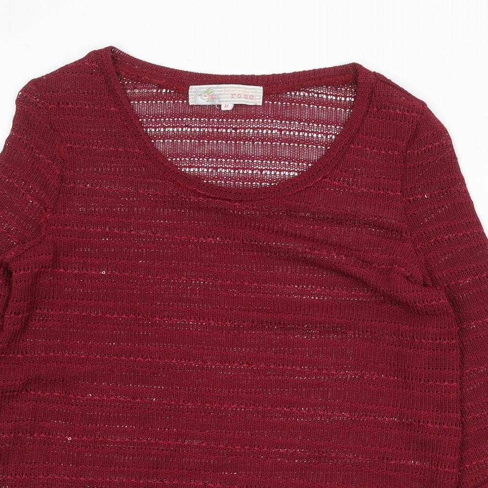 Womens UK Size M Cameo Rose Red Pullover Jumper