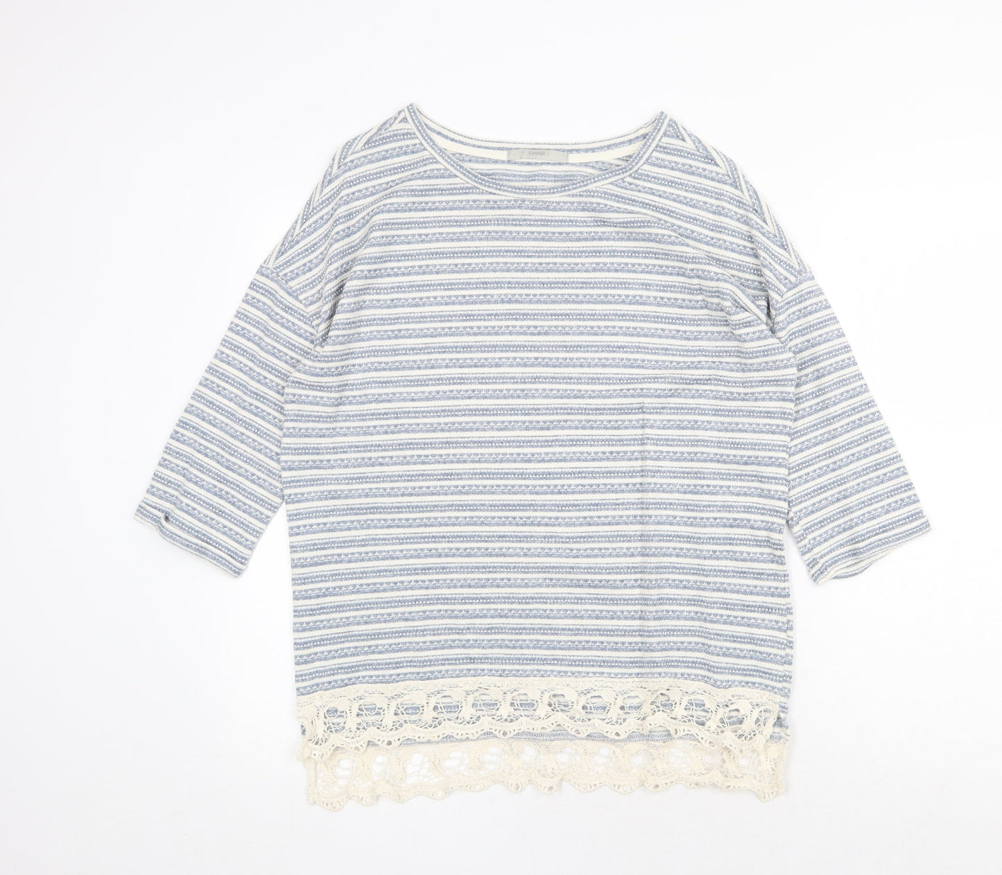 George Womens Blue Round Neck Striped Polyester Pullover Jumper Size 14