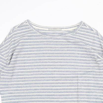 George Womens Blue Round Neck Striped Polyester Pullover Jumper Size 14