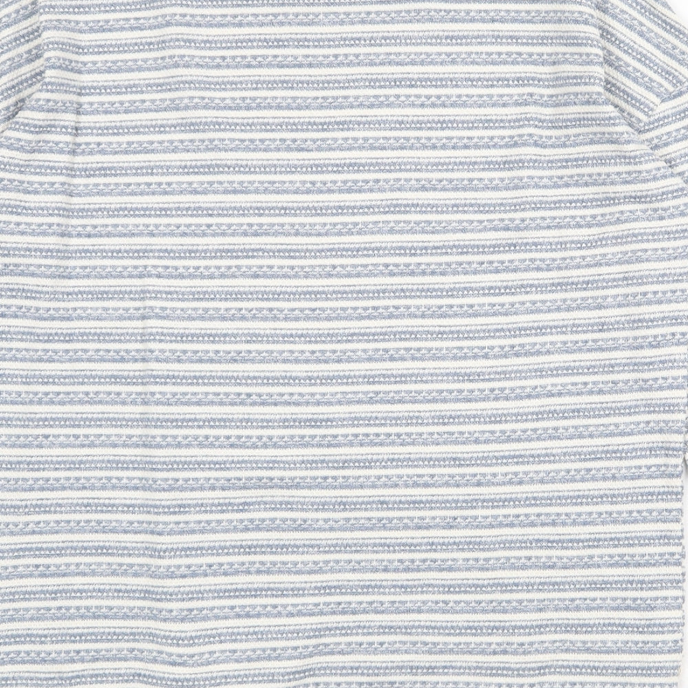 George Womens Blue Round Neck Striped Polyester Pullover Jumper Size 14