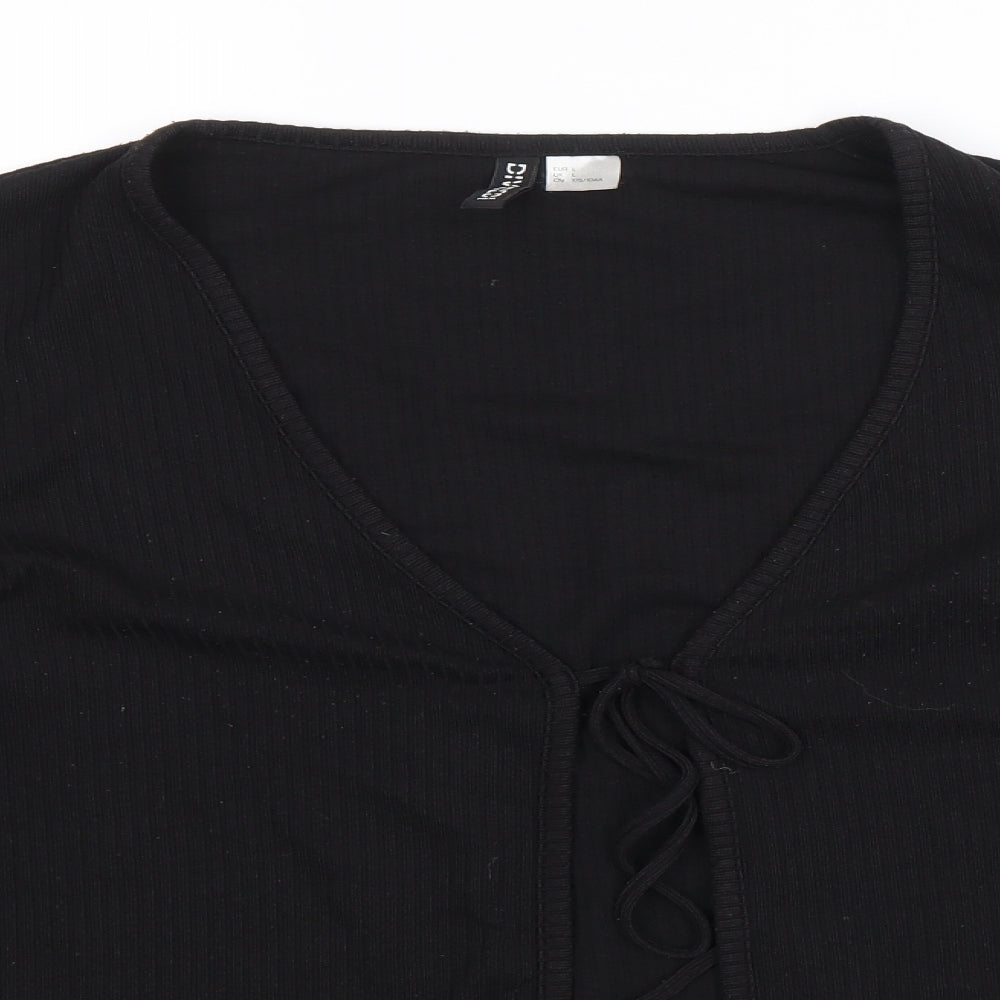 Womens UK Size L Divided by H&M Black Cropped Blouse