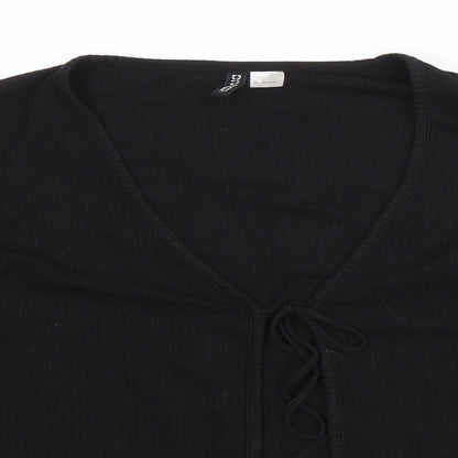 Womens UK Size L Divided by H&M Black Cropped Blouse