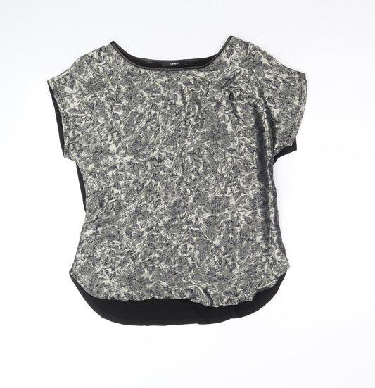 George Womens Gold Floral Viscose Basic T-Shirt Size 10 Boat Neck