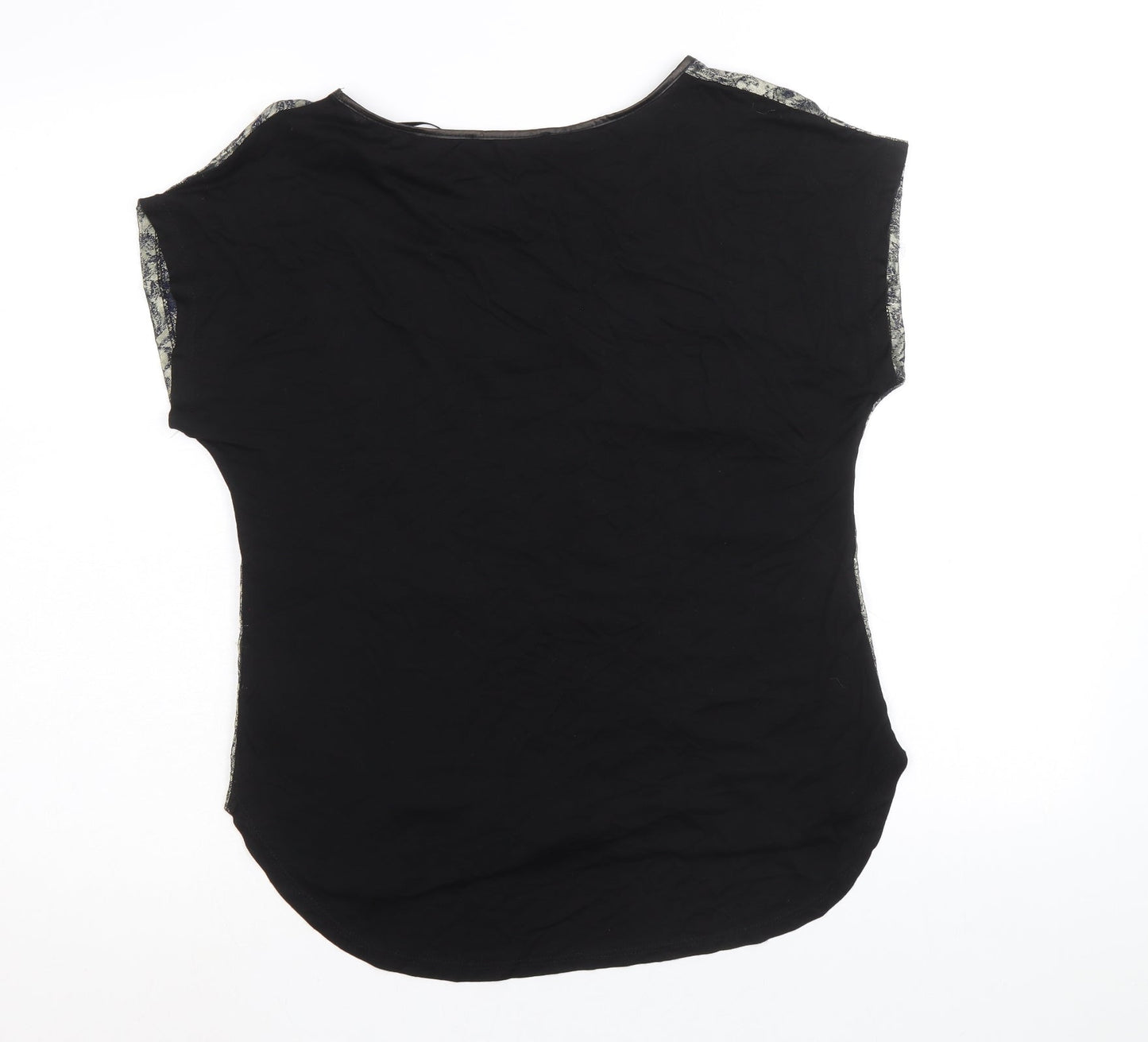 George Womens Gold Floral Viscose Basic T-Shirt Size 10 Boat Neck