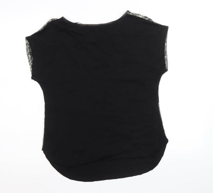 George Womens Gold Floral Viscose Basic T-Shirt Size 10 Boat Neck