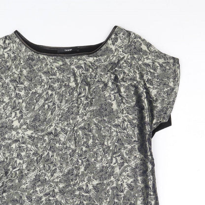 George Womens Gold Floral Viscose Basic T-Shirt Size 10 Boat Neck