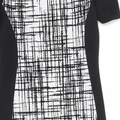 Quiz Womens Black Geometric Polyester A-Line Size 12 Off the Shoulder Pullover