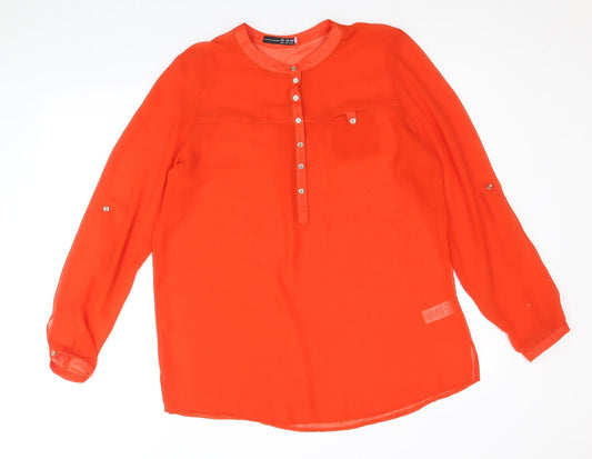 Atmosphere Womens Red Polyester Basic Blouse Size 10 Round Neck