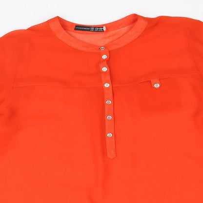 Atmosphere Womens Red Polyester Basic Blouse Size 10 Round Neck