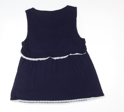 Womens UK Size L JoJo Maman Bébé Blue Basic Tank
