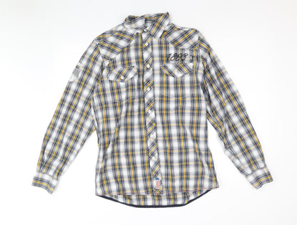 Rhode Island Mens Multicoloured Plaid Cotton Button-Up Size S Collared Button