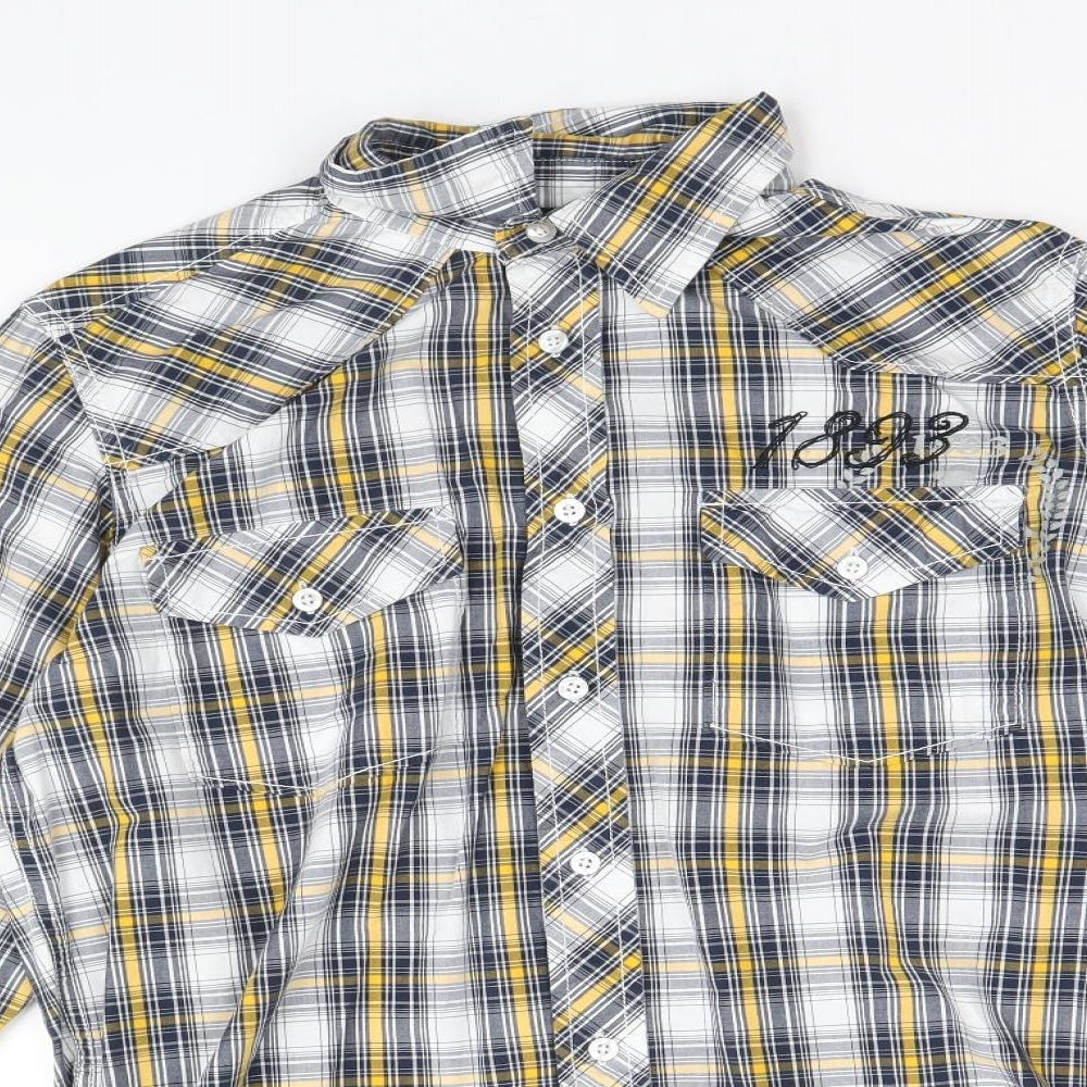 Rhode Island Mens Multicoloured Plaid Cotton Button-Up Size S Collared Button