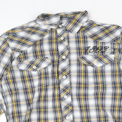 Rhode Island Mens Multicoloured Plaid Cotton Button-Up Size S Collared Button