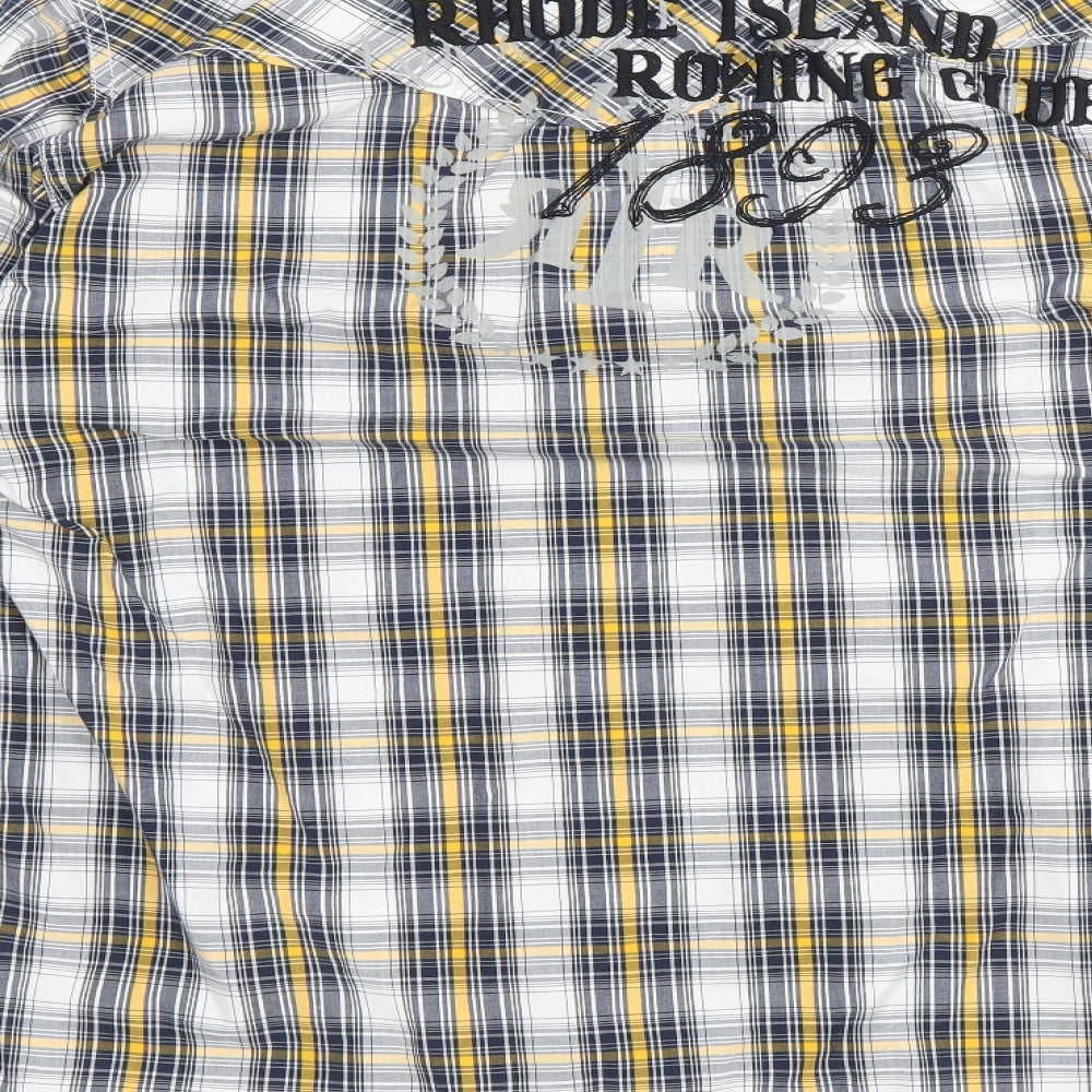 Rhode Island Mens Multicoloured Plaid Cotton Button-Up Size S Collared Button