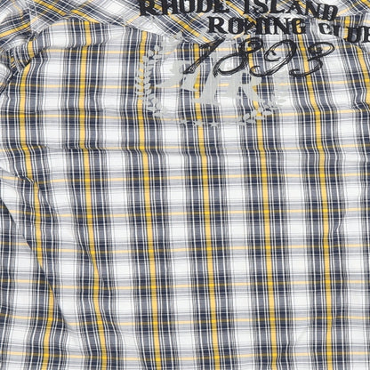 Rhode Island Mens Multicoloured Plaid Cotton Button-Up Size S Collared Button
