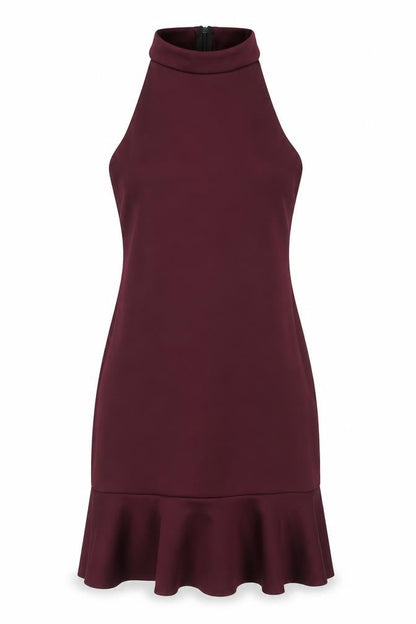 New Look Womens Purple Polyester Bodycon Size 6 Round Neck Zip