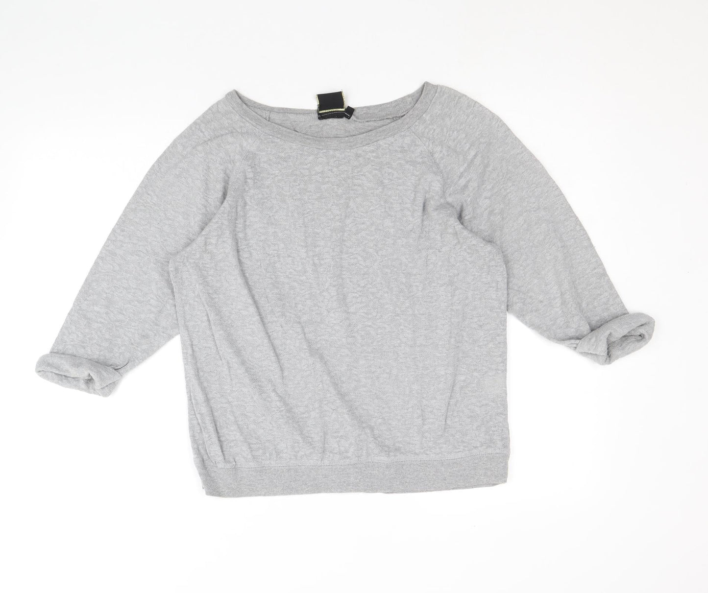 Golddigga Womens Grey Round Neck Cotton Pullover Jumper Size 14