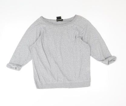 Golddigga Womens Grey Round Neck Cotton Pullover Jumper Size 14